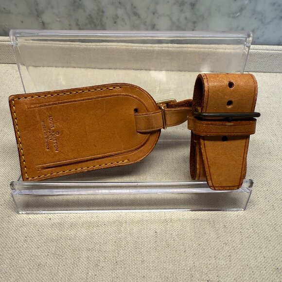 Louis Vuitton Vachetta Leather Luggage Tag & Poignet Set - Picture 1 of 2